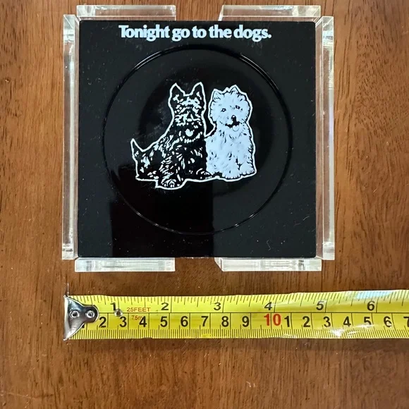 RARE Vintage Art Deco Black & White Scotch Whisky Scottie & Westie Dog Coasters - Picture 7 of 8